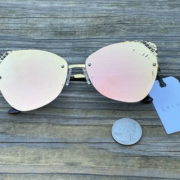 Leith Sunglasses Women Sunglasses UV Protect Gold Plated Cat Eyes Mirror Lenses - Picture 4 of 12